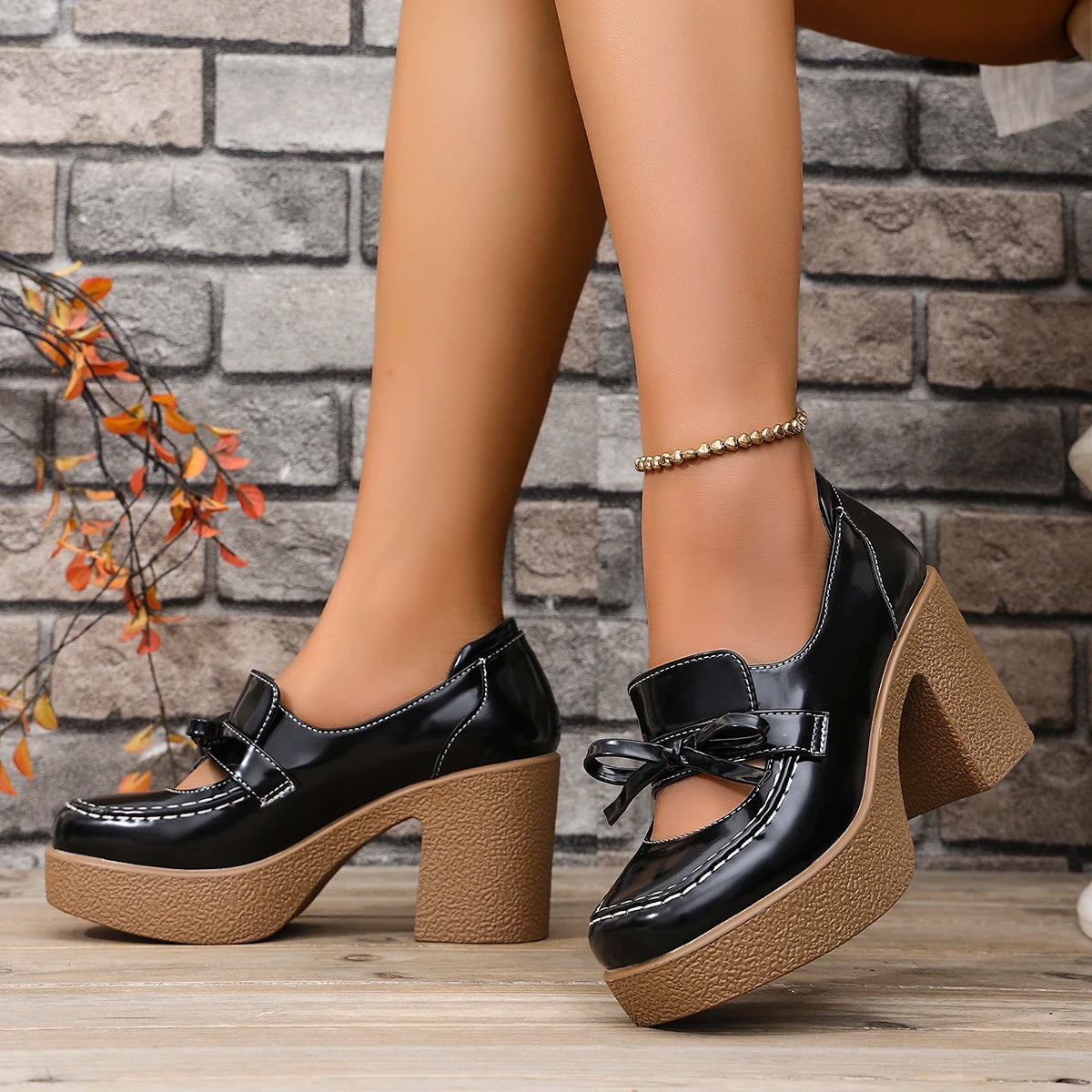 Women's Platform Block Heels – Bow Detail | The Blair | Huna