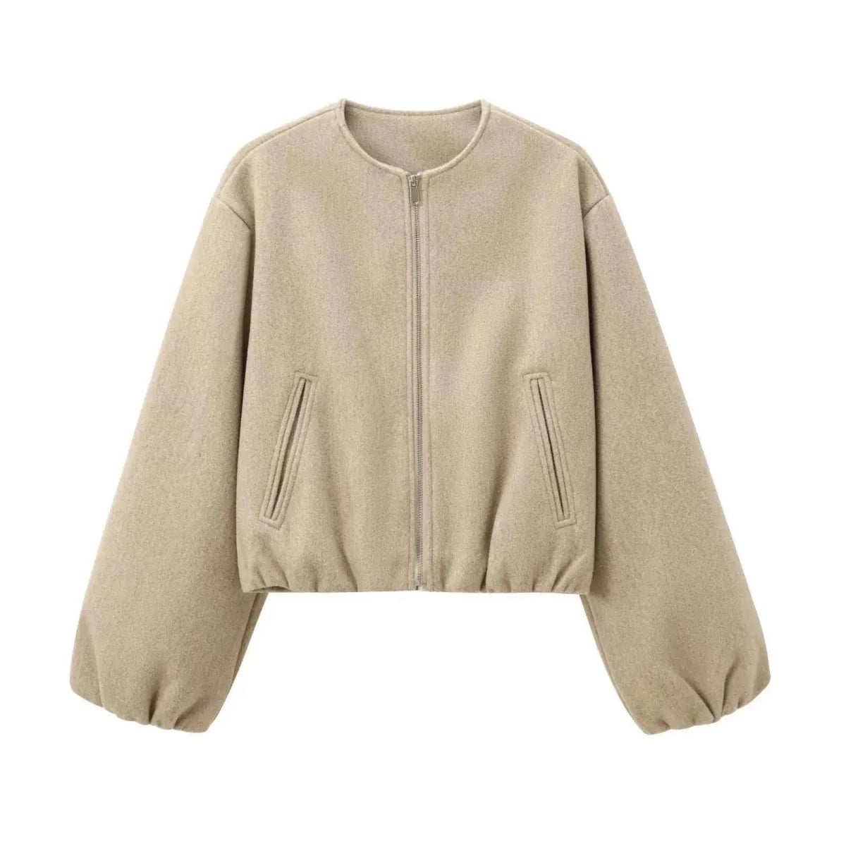 Women's Oversized Bomber Jacket UK – balloon sleeve, view 2