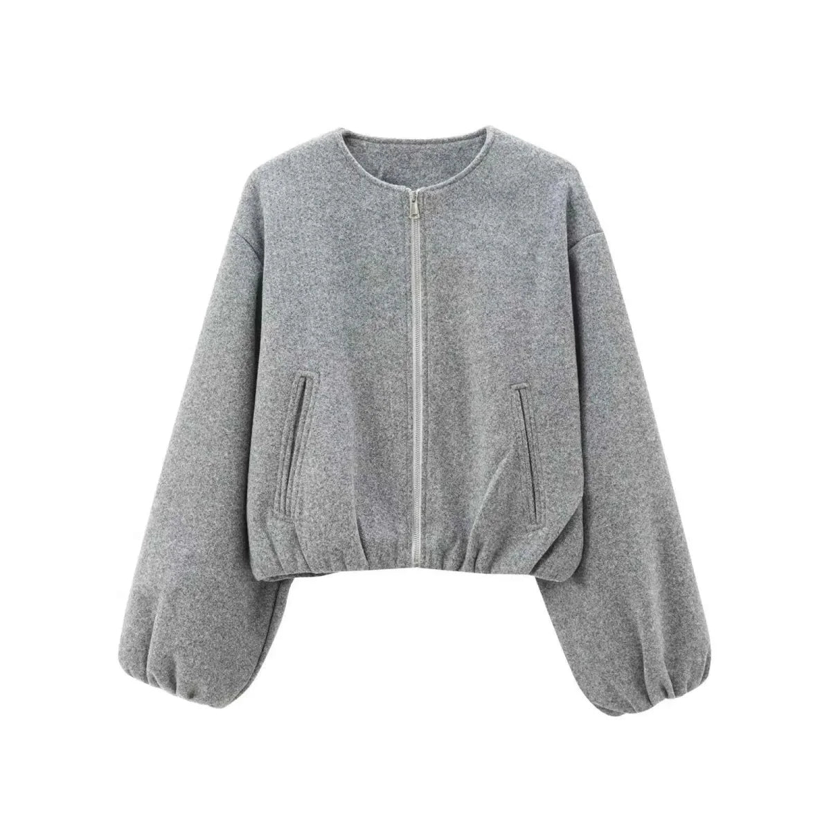 Women's Oversized Bomber Jacket UK – balloon sleeve, view 3