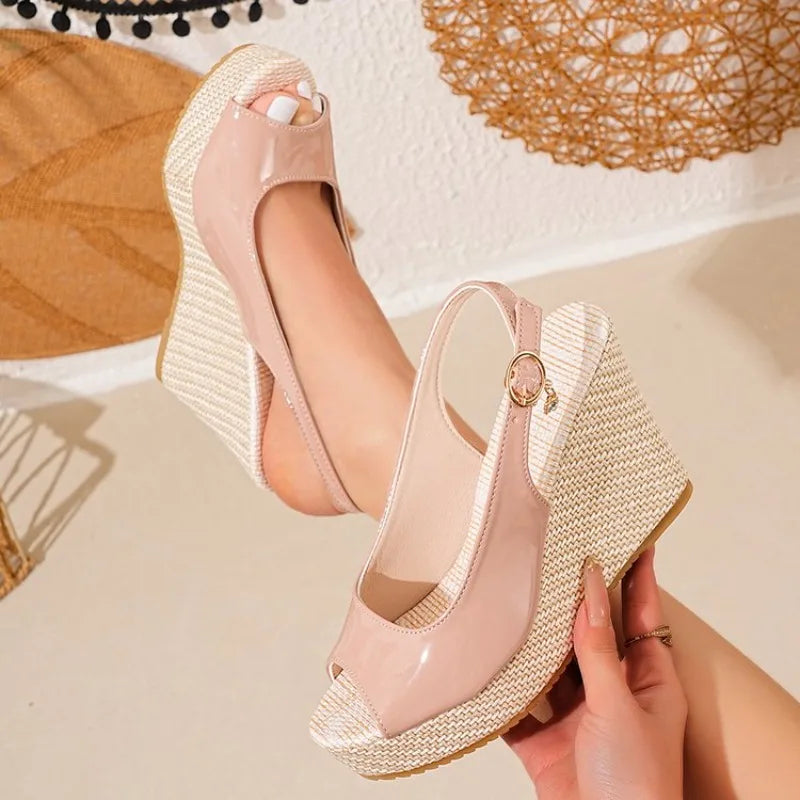 Women's Platform Wedge Sandals – Peep Toe | The Breeze | Huna