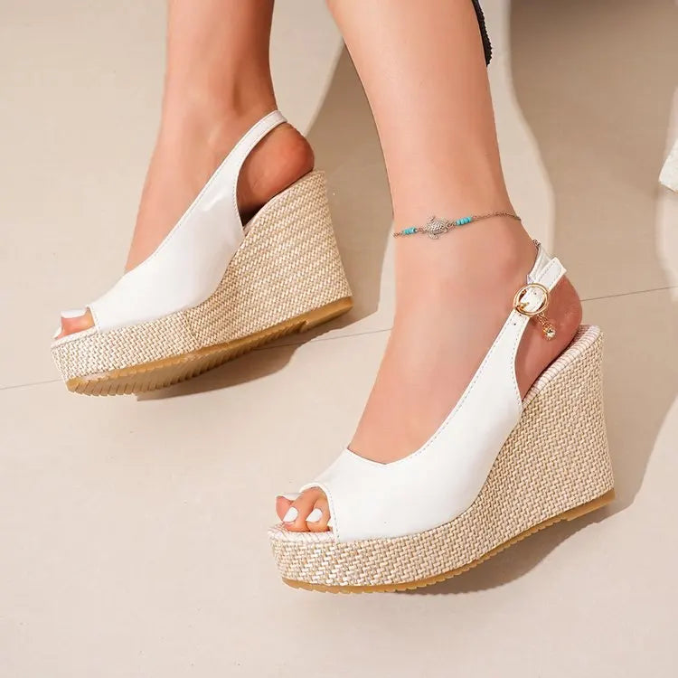 Women's Platform Wedge Sandals – Peep Toe | The Breeze | Huna
