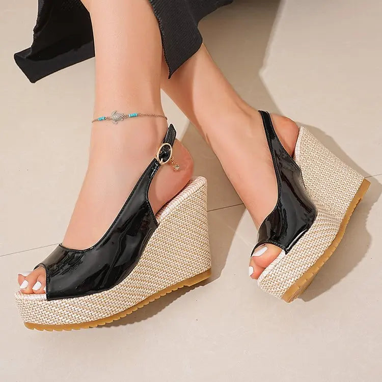 Women's Platform Wedge Sandals – Peep Toe | The Breeze | Huna