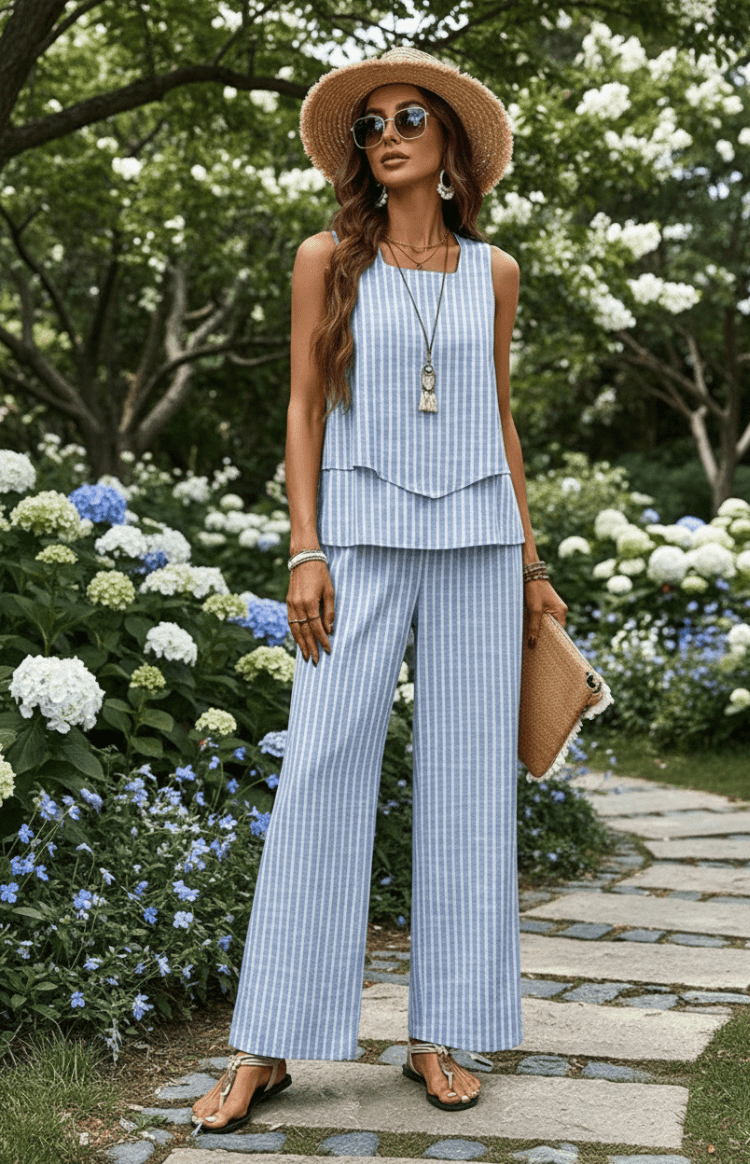 Women's Breezy Linen Two Piece Set – Co-ord | The Iris | Huna