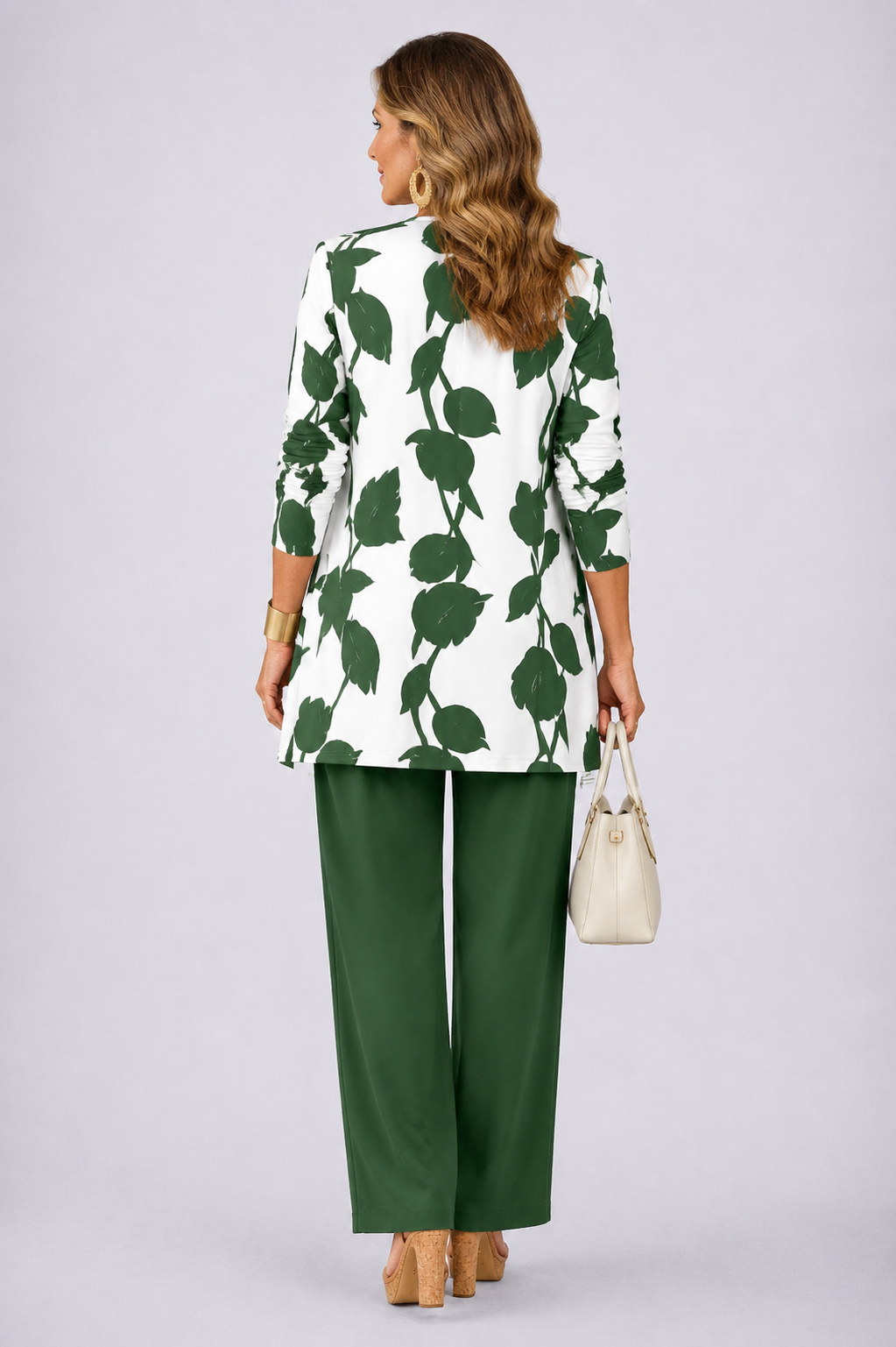 Women's 3 Piece Set UK – Green & White | The Brenda | Huna