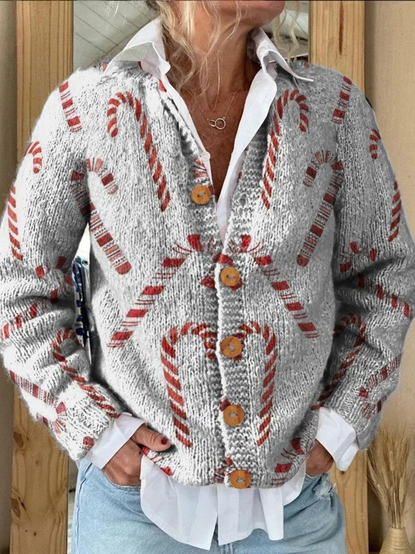 Women's Buttoned Cardigan UK – Festive Pattern Knit | The Wrenley | Huna