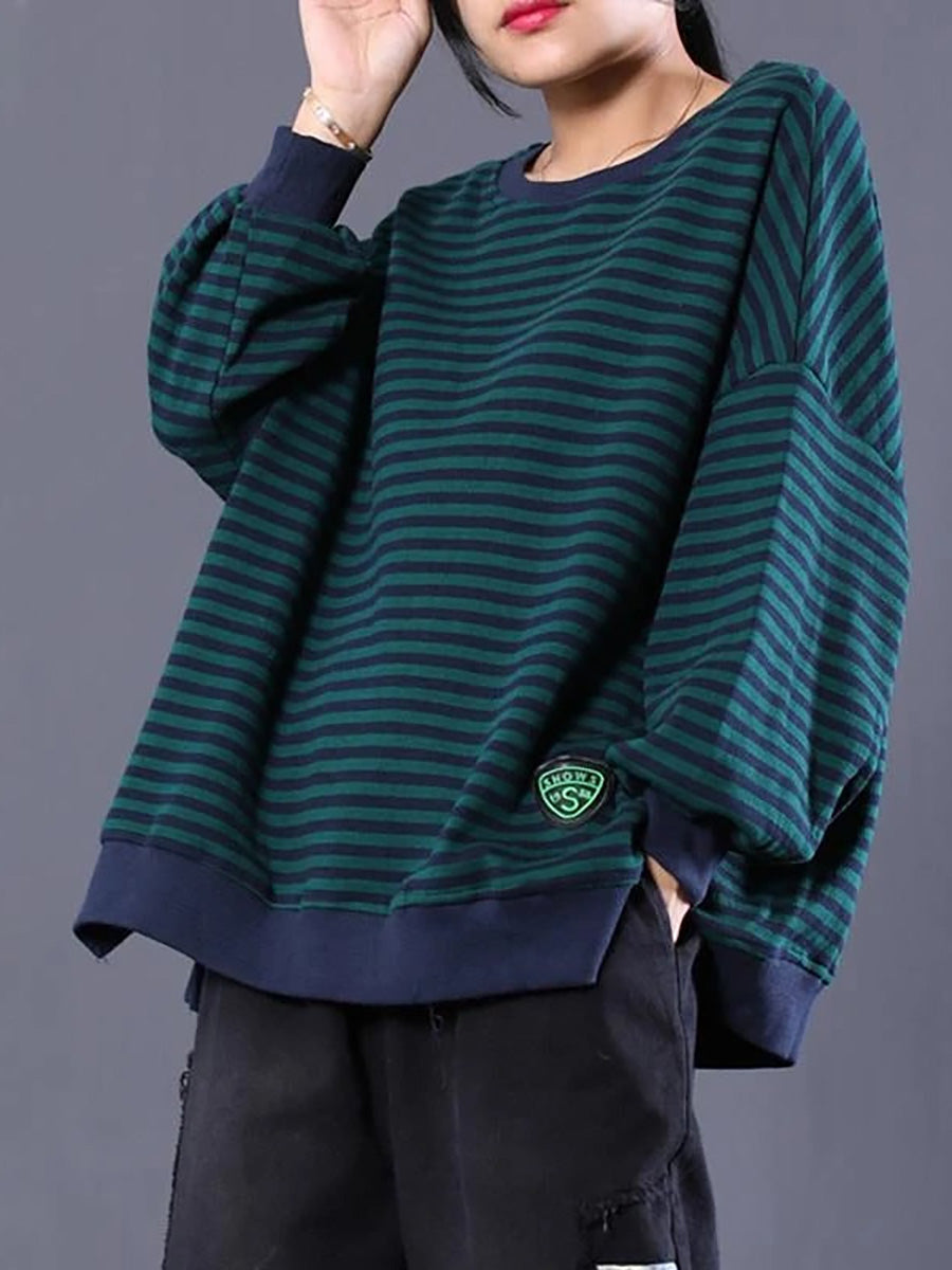 Women's Plus Size Cotton Sweatshirt – patterned relaxed layer, view 1 | The Zephyra | Huna