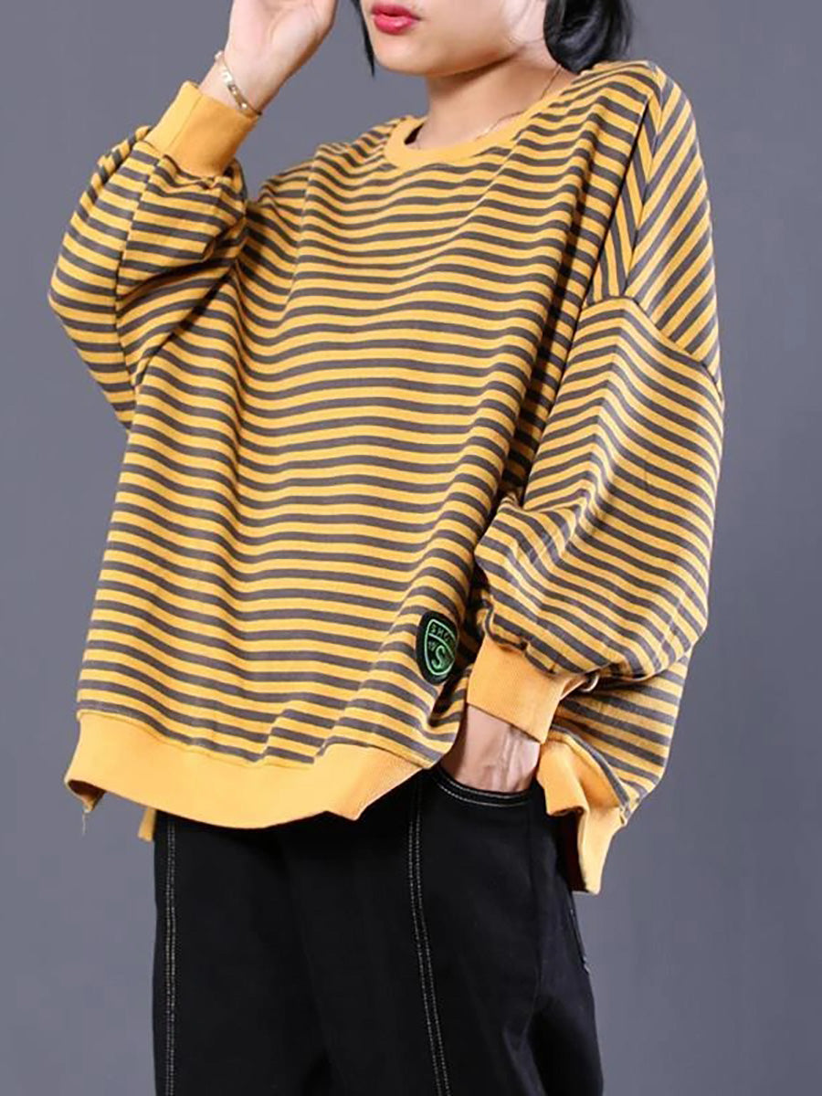 Women's Plus Size Cotton Sweatshirt – patterned relaxed layer, view 2 | The Zephyra | Huna