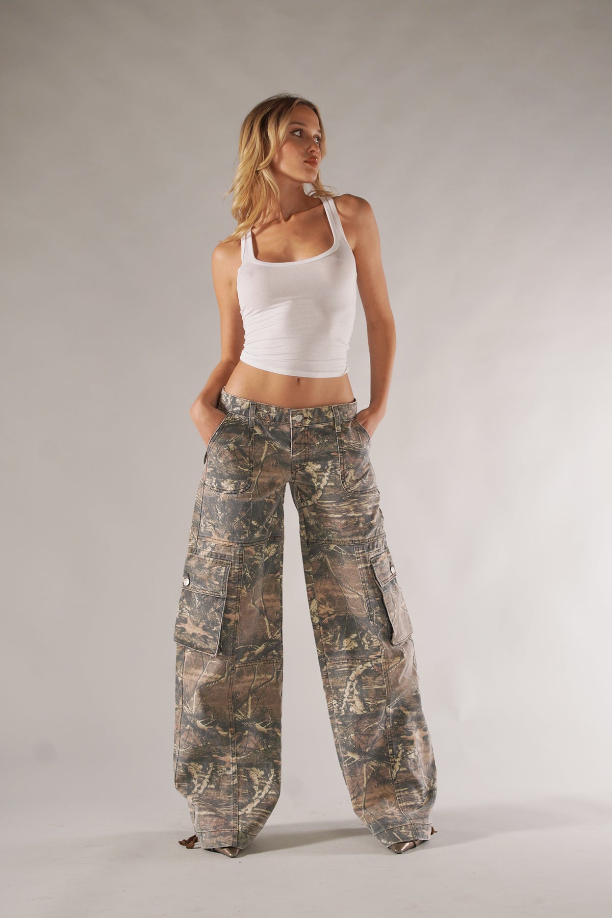 Women's Camo Cargo Pants UK – Utility Pockets | The Robyn | Huna