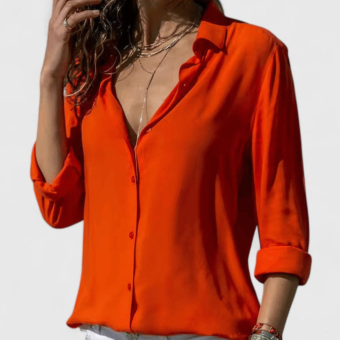 Women's Cardigan Blouse UK – Lightweight Chiffon V-Neck | The Odalys | Huna