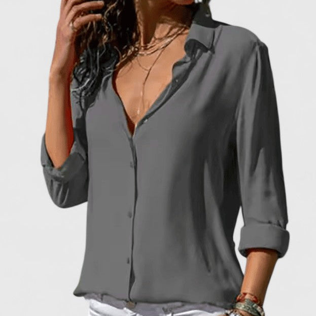 Women's Cardigan Blouse UK – Lightweight Chiffon V-Neck | The Odalys | Huna