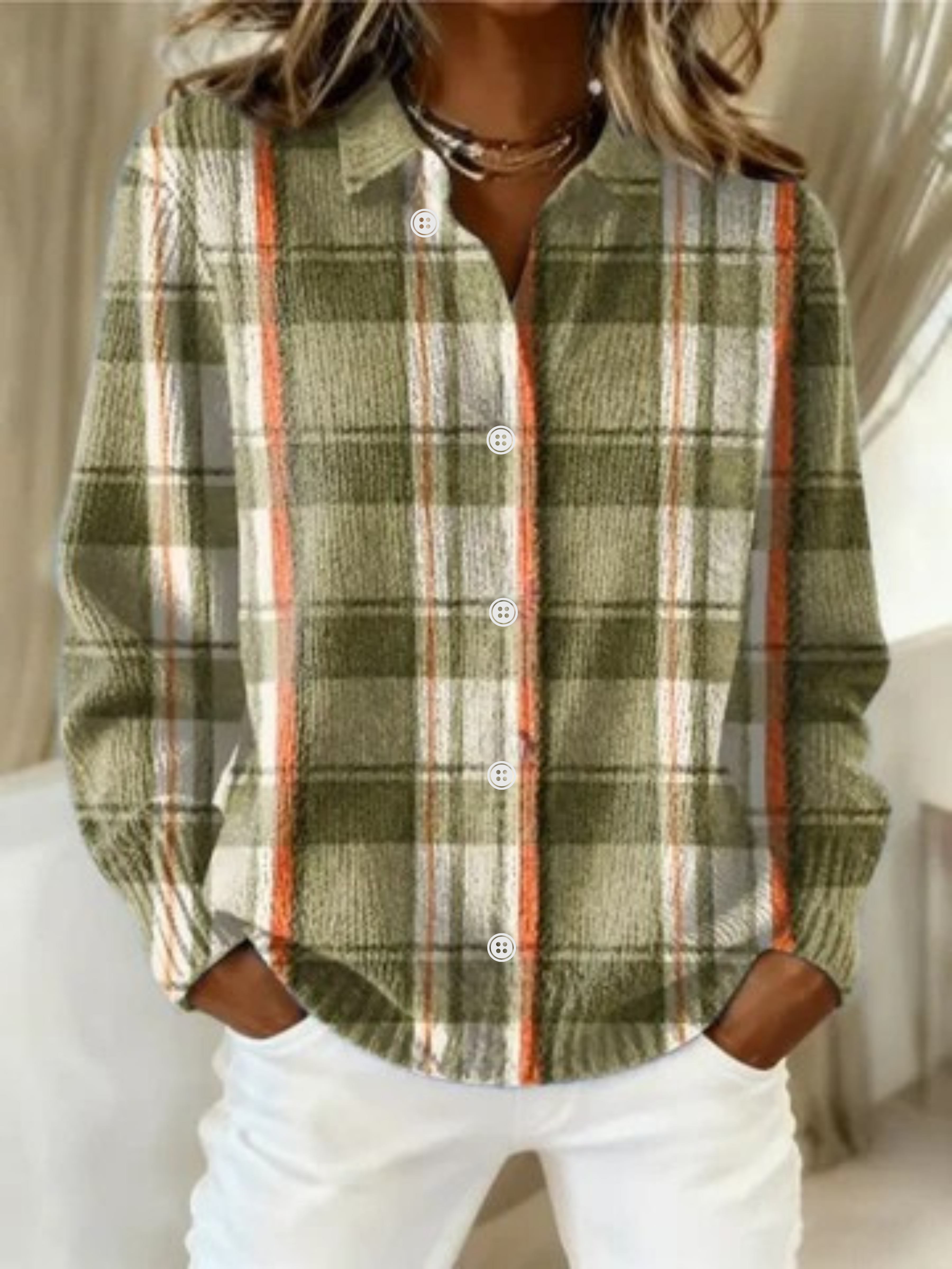 Women's Checked Cardigan UK – Moss Green | The Perrine | Huna