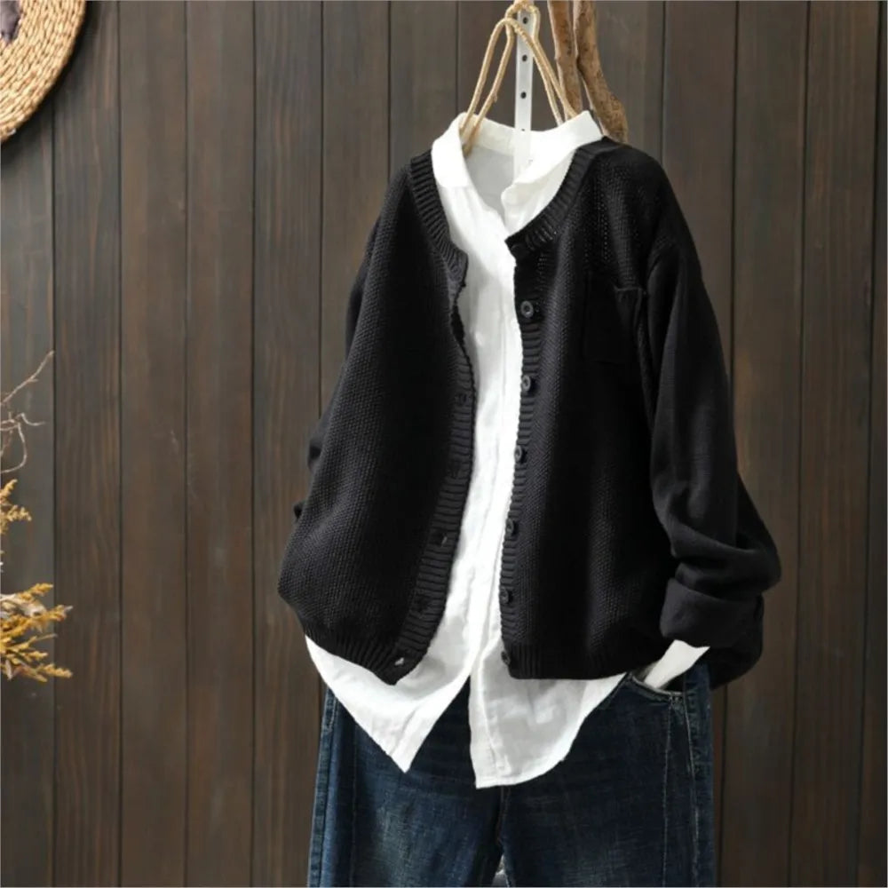 Women's Cardigan UK – Solid Color Medium-Weight | The Marivelle | Huna