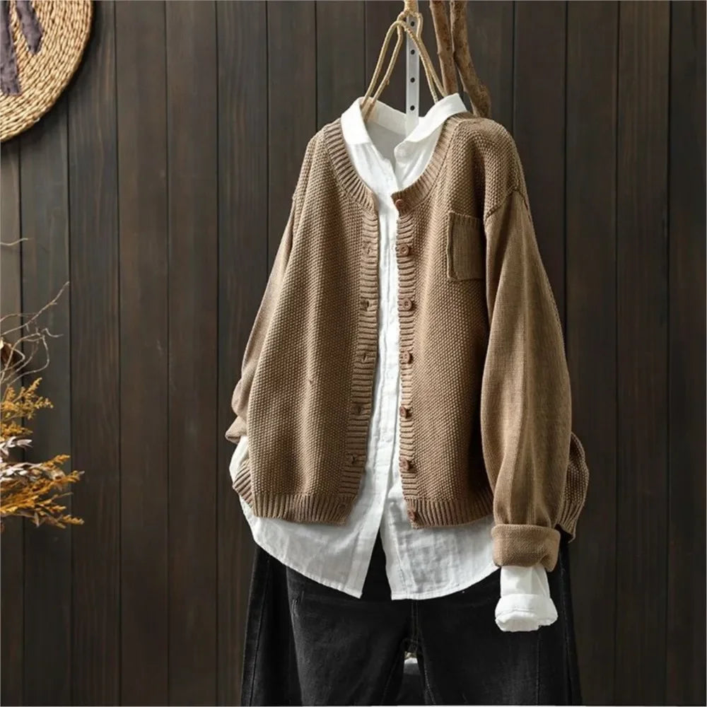 Women's Cardigan UK – Solid Color Medium-Weight | The Marivelle | Huna