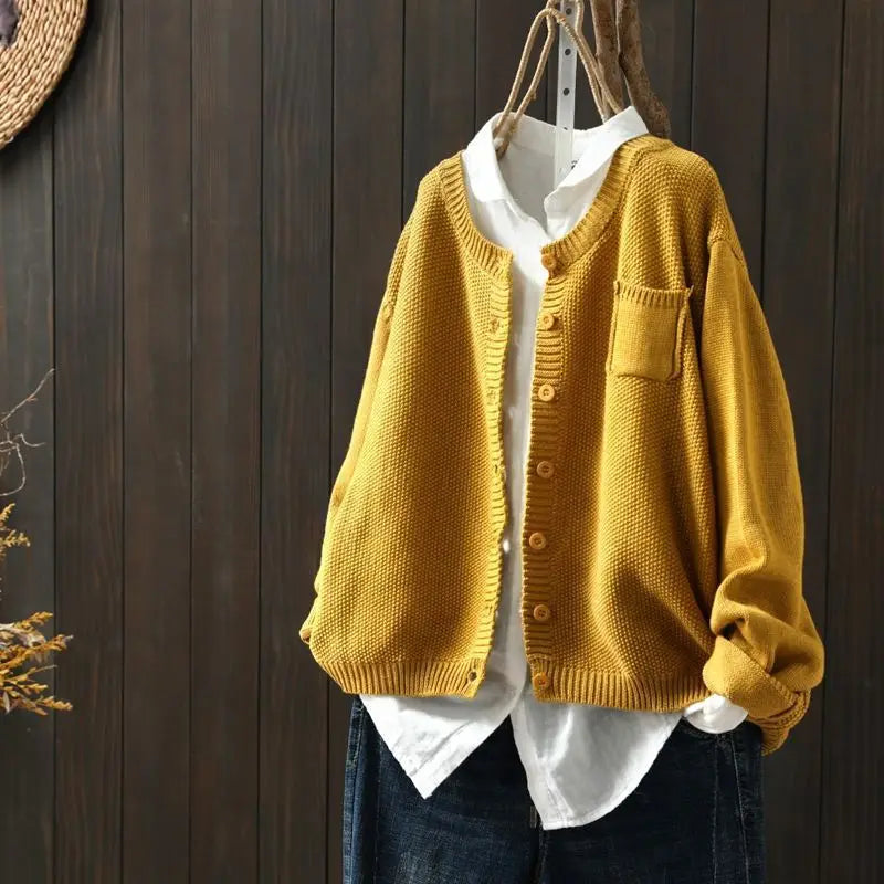 Women's Cardigan UK – Solid Color Medium-Weight | The Marivelle | Huna