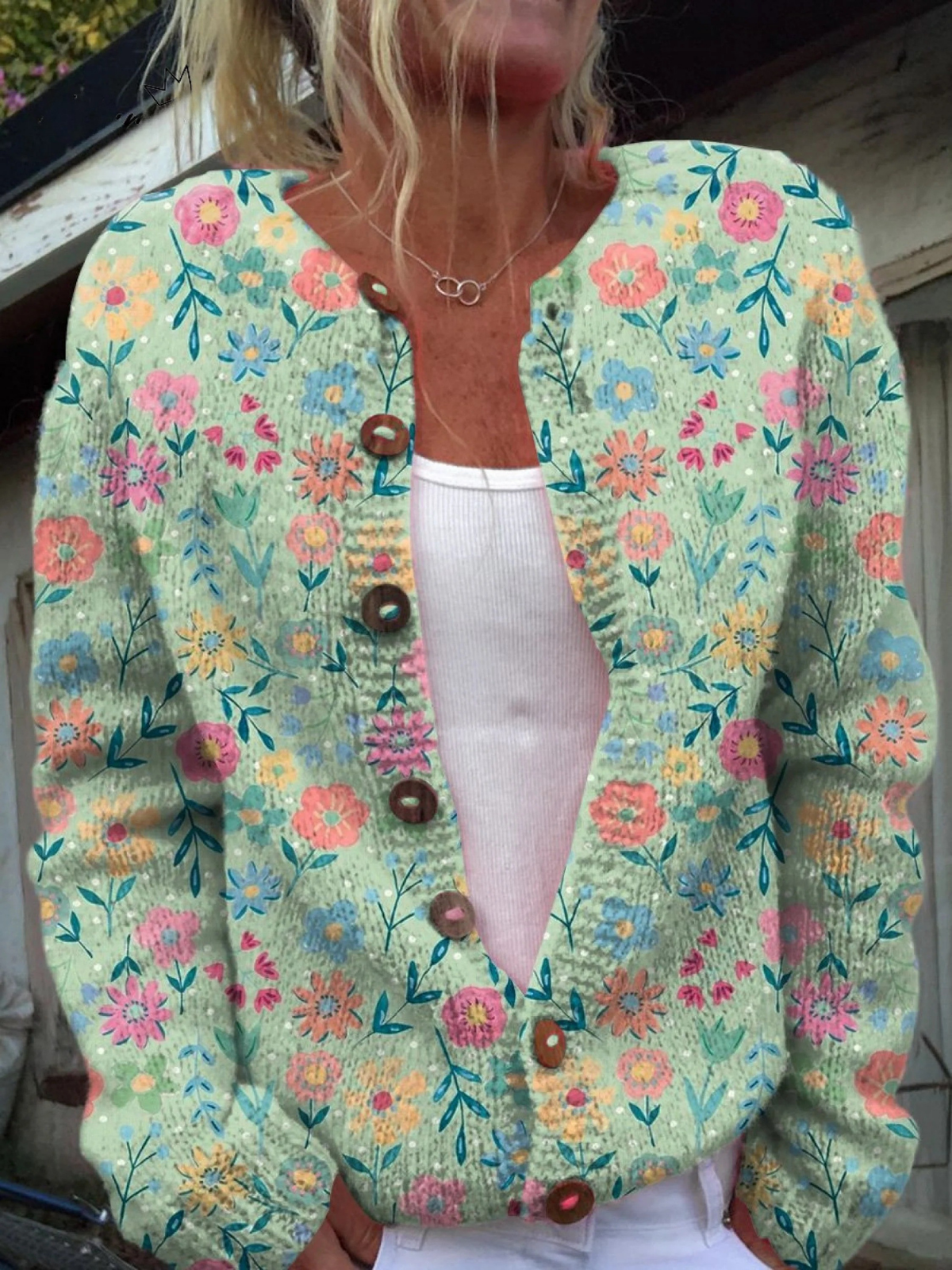 Women's Cardigan UK – Floral Pattern Buttoned | The Emmeline | Huna