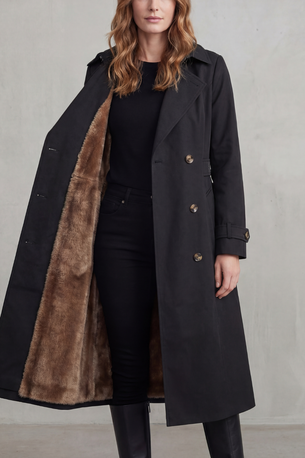 Women's faux fur trench – The Ginevra by Huna – view 7