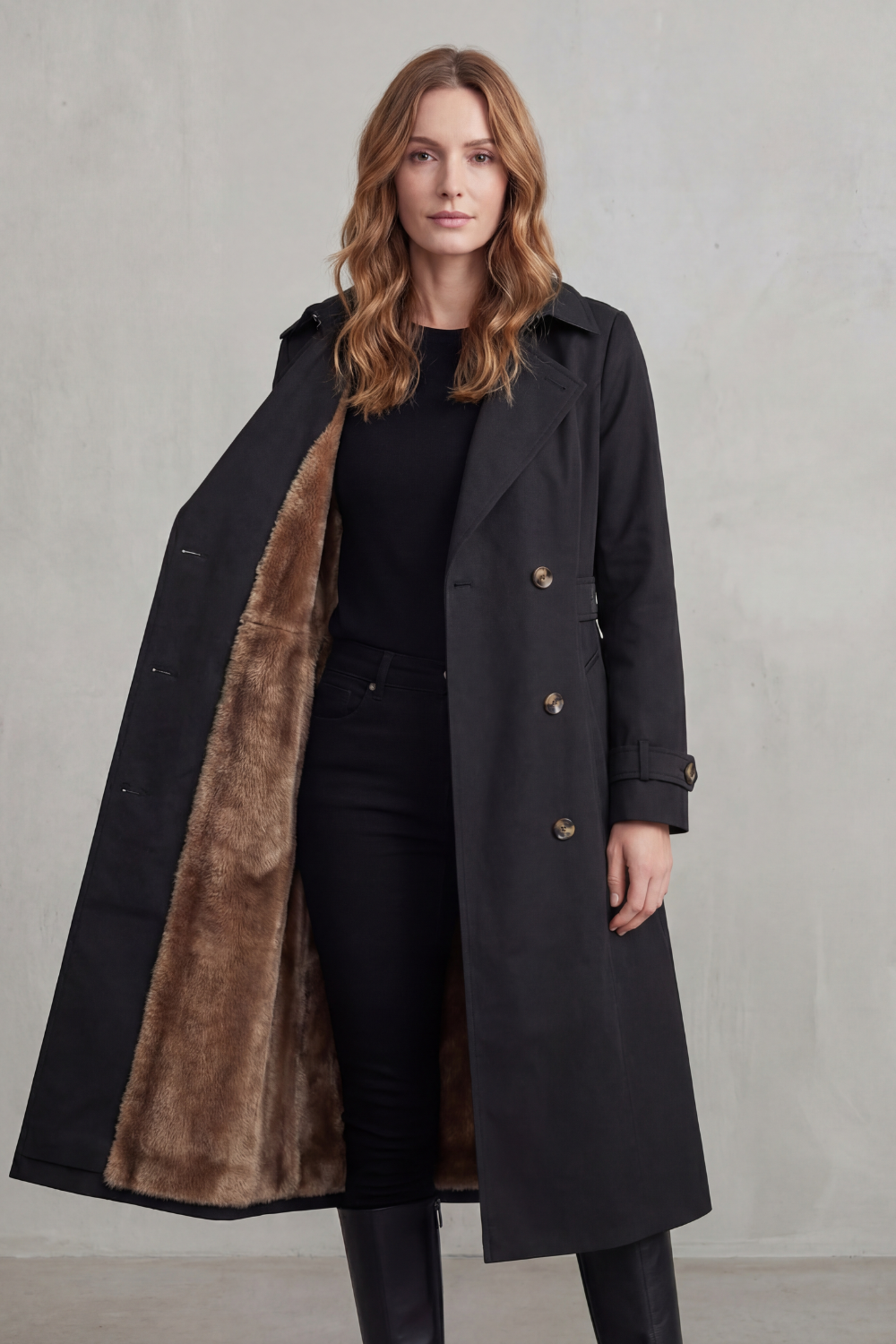 Women's faux fur trench – The Ginevra by Huna – view 8