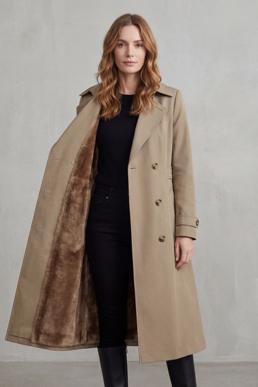 Women's faux fur trench – The Ginevra by Huna – view 2