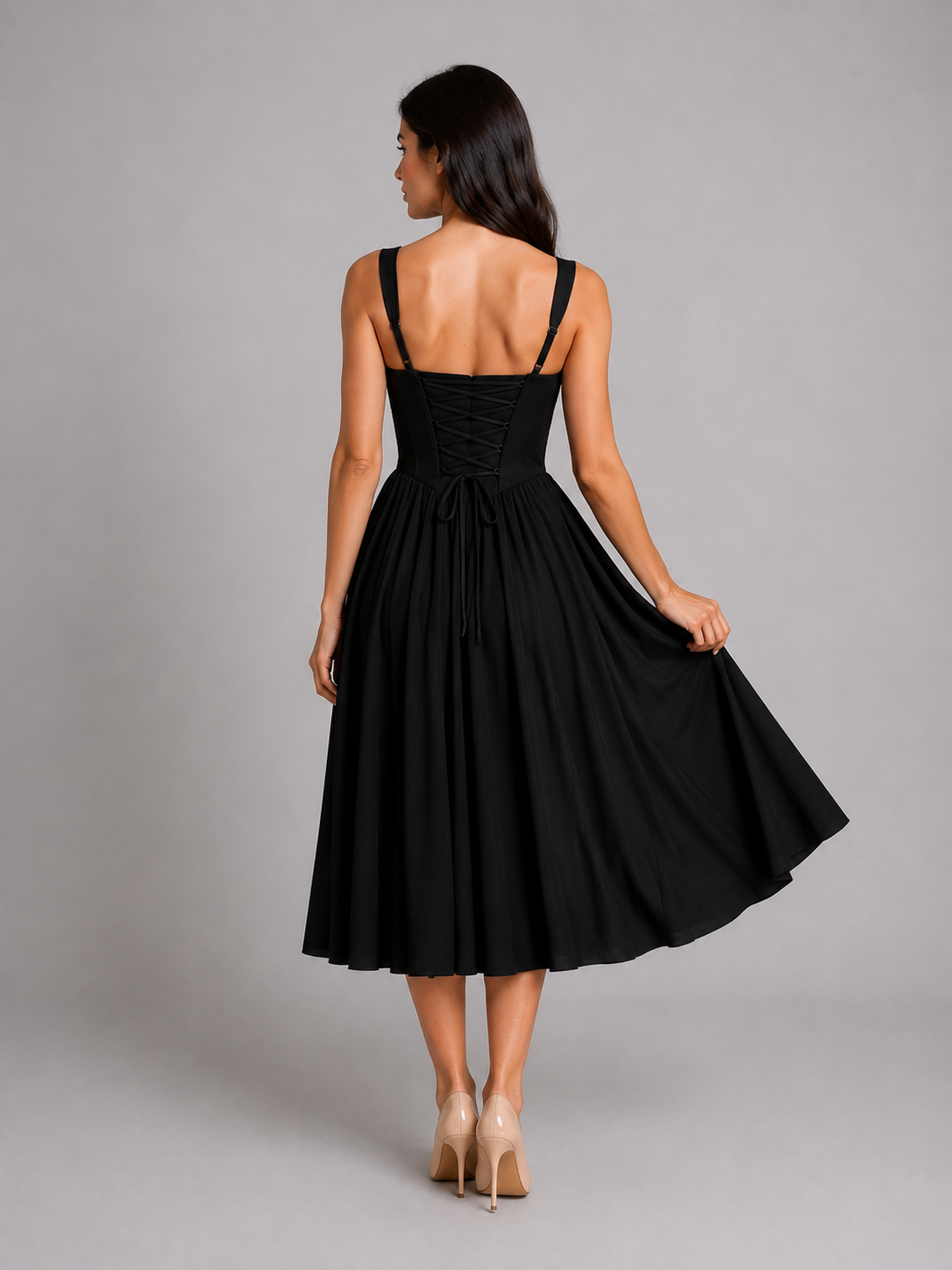 Women's Corset Pleated Midi Dress UK – Occasion – The Corentine – image 6