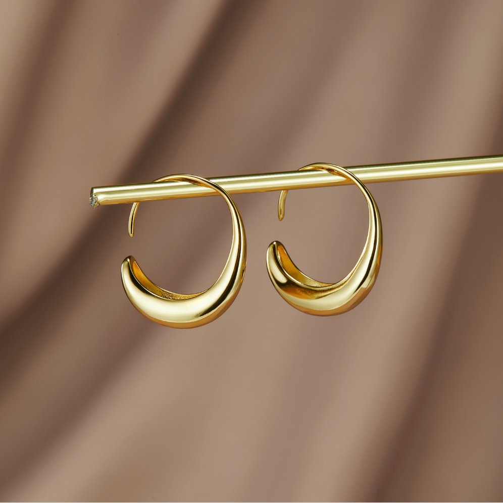 The Drop – Women's Classic Gold Drop Hoop Earrings | Huna Signatures
