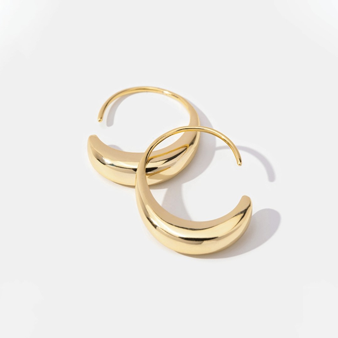 The Drop – Women's Classic Gold Drop Hoop Earrings | Huna Signatures