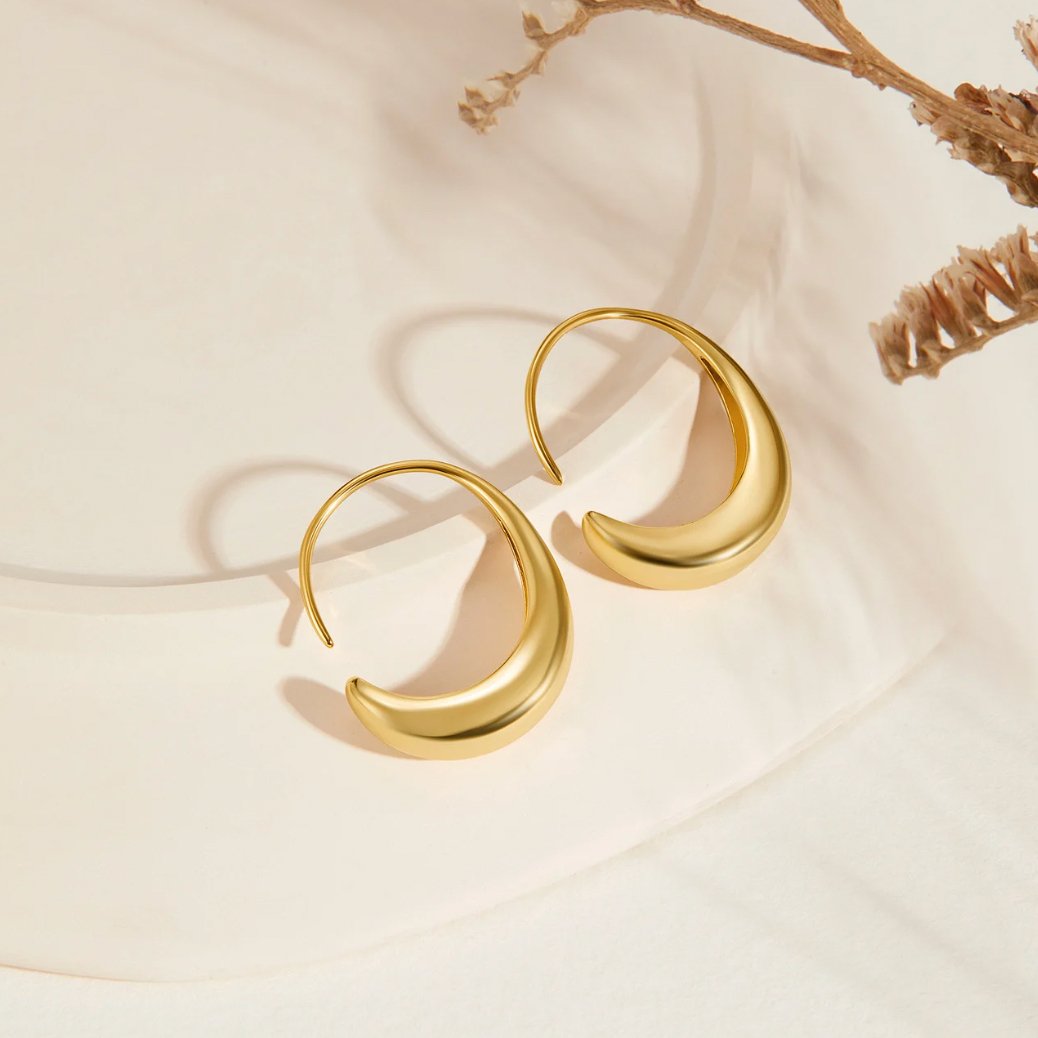 The Drop – Women's Classic Gold Drop Hoop Earrings | Huna Signatures