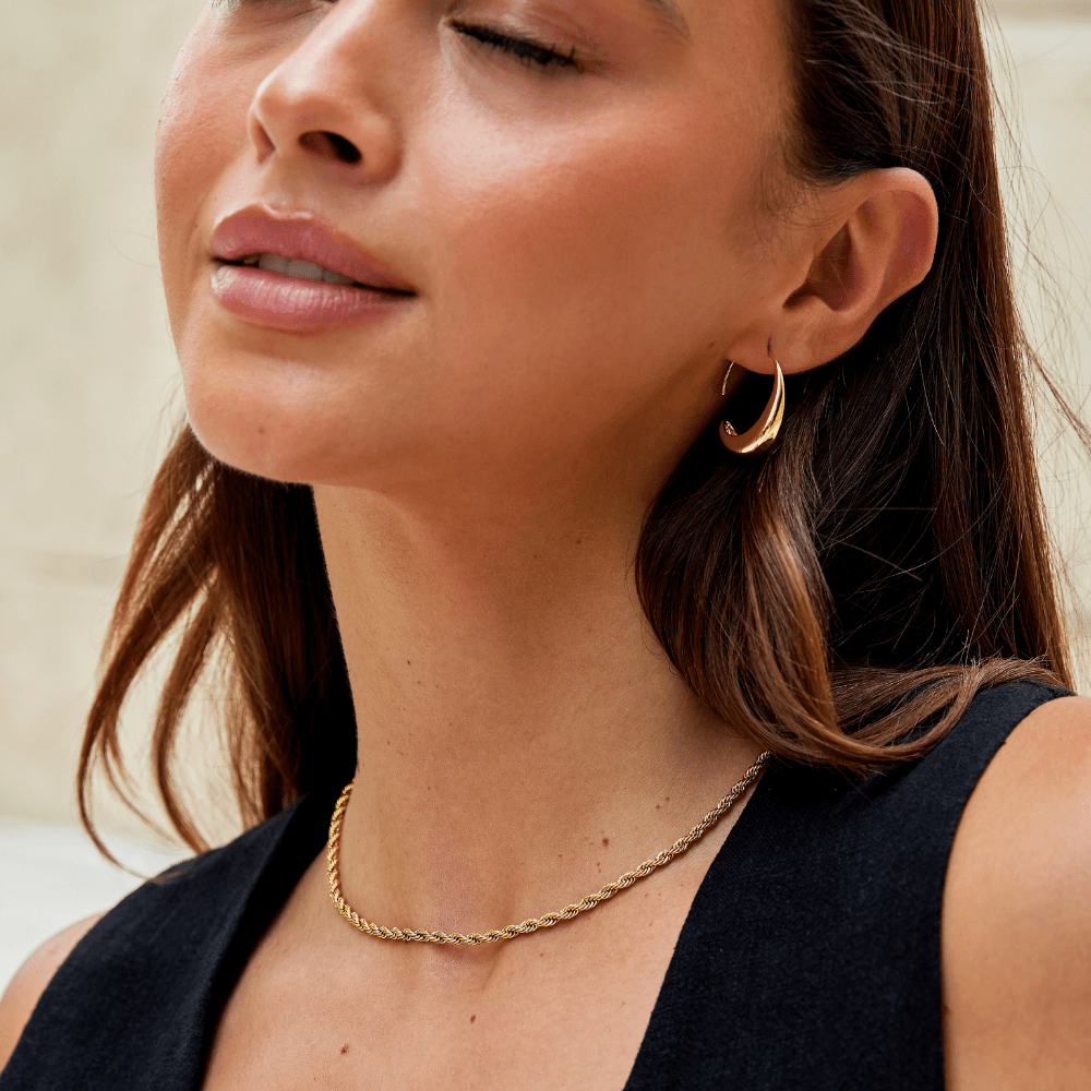 The Drop – Women's Classic Gold Drop Hoop Earrings | Huna Signatures