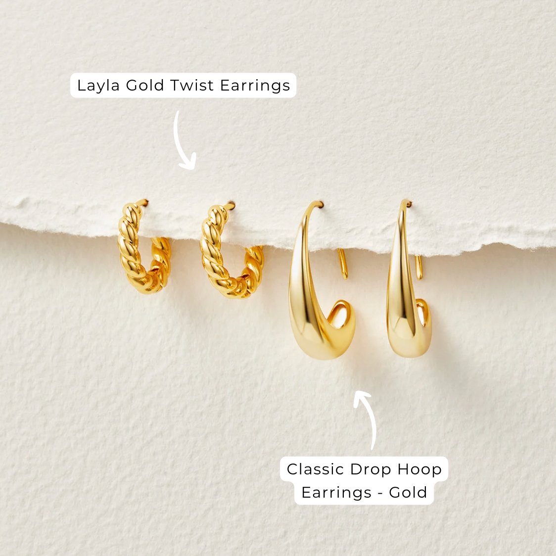The Drop – Women's Classic Gold Drop Hoop Earrings | Huna Signatures