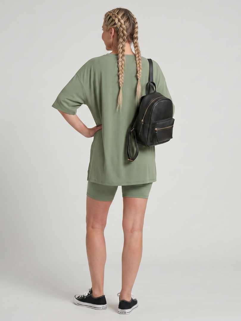 Women's Top & Biker Shorts Set – Relaxed Co-ord | The Coline | Huna