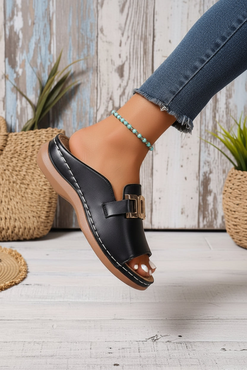 Women's Comfort Leather Sandals – Cushioned Summer | The Della | Huna