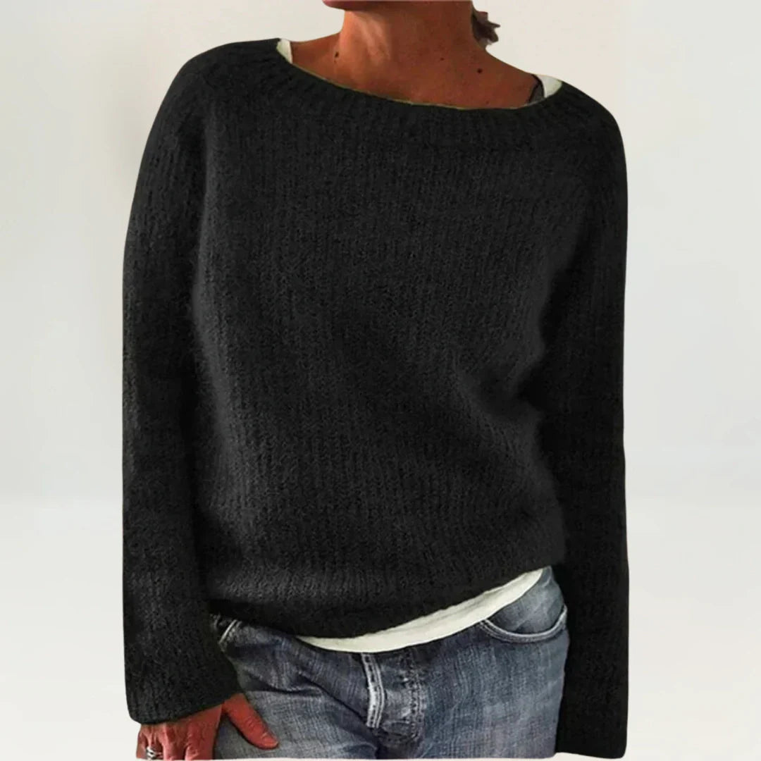 Women's Cozy Sweater UK – Black Knit Relaxed Fit | The Odessa | Huna