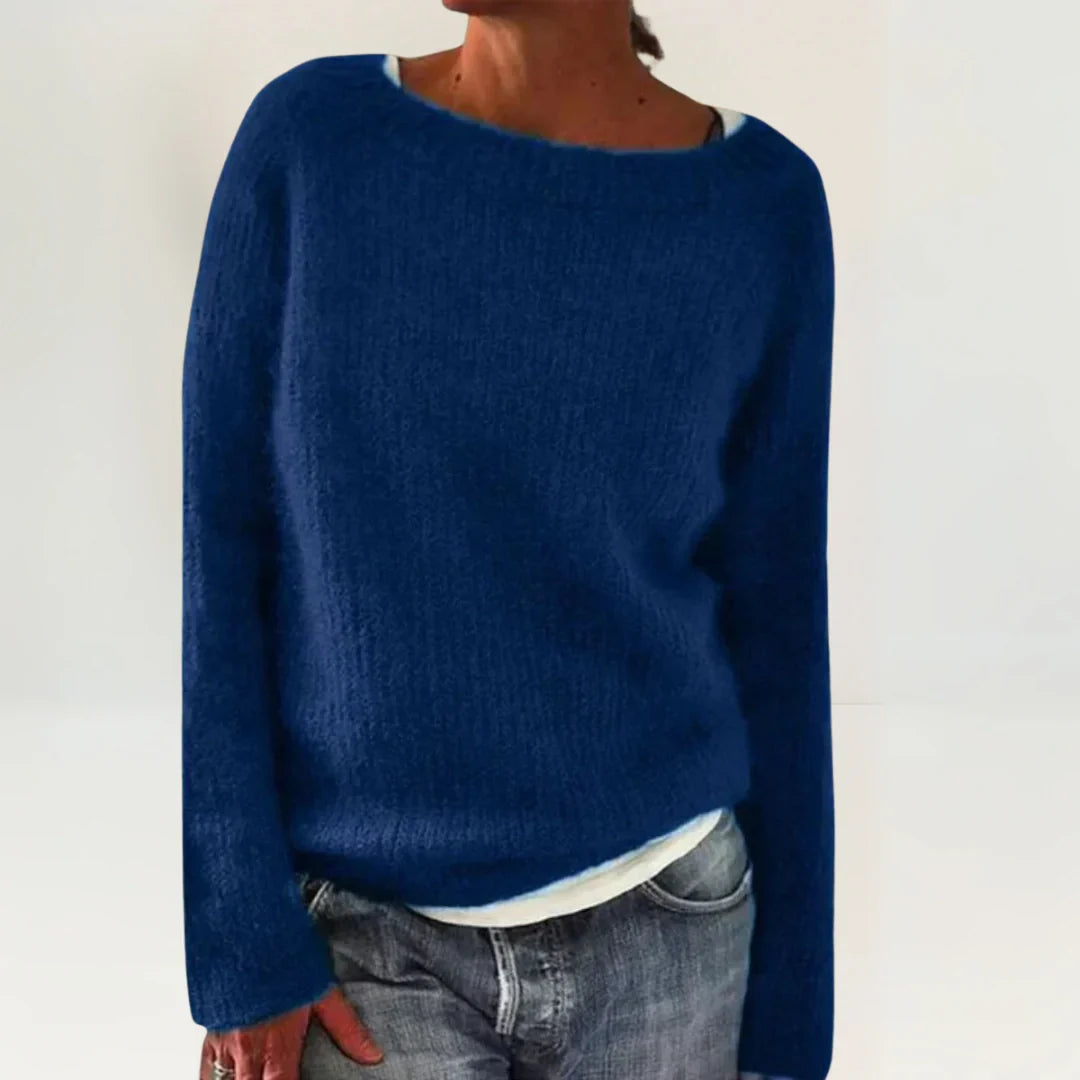 Women's Cozy Sweater UK – Blue Knit Relaxed Fit | The Marisela | Huna