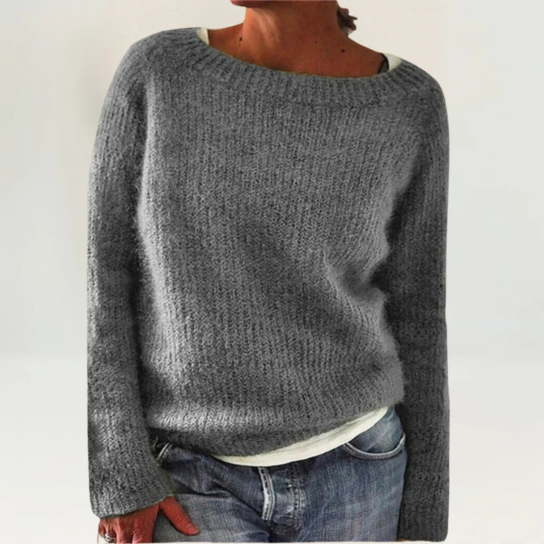 Women's Cozy Sweater UK – Gray Knit Relaxed Fit | The Wilhelmine | Huna