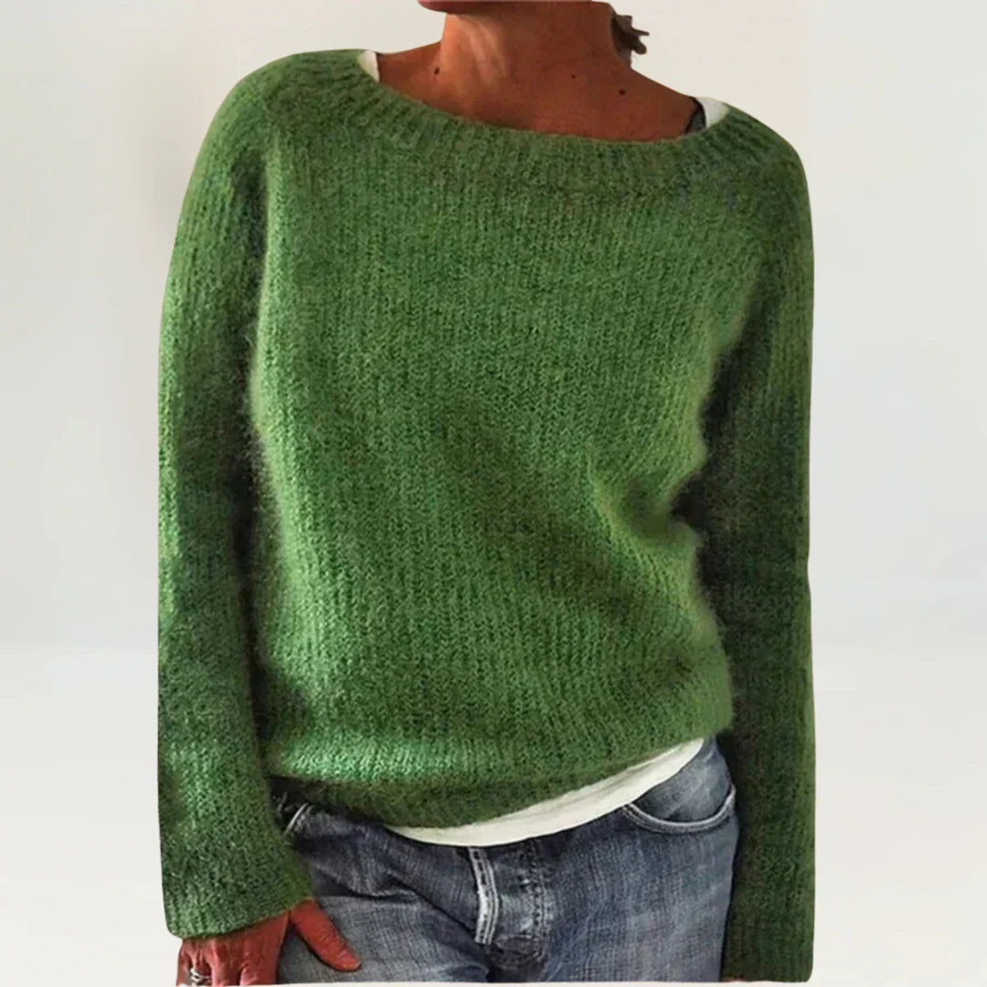 Women's Cozy Sweater UK – Green Soft Knit Relaxed Fit | The Fenella | Huna