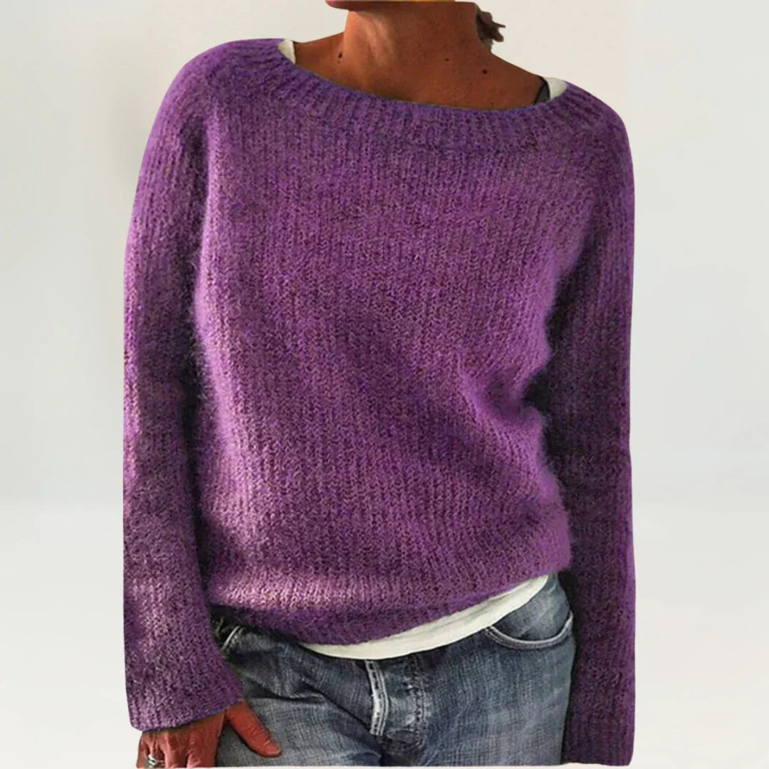 Women's Cozy Sweater UK – Purple Knit Relaxed Fit | The Cerelia | Huna