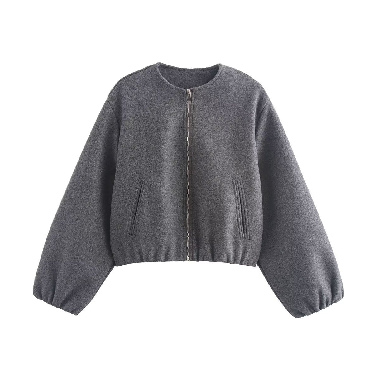 Women's Cropped Bomber Jacket UK – Relaxed Elasticated Hem | The Yseult | Huna
