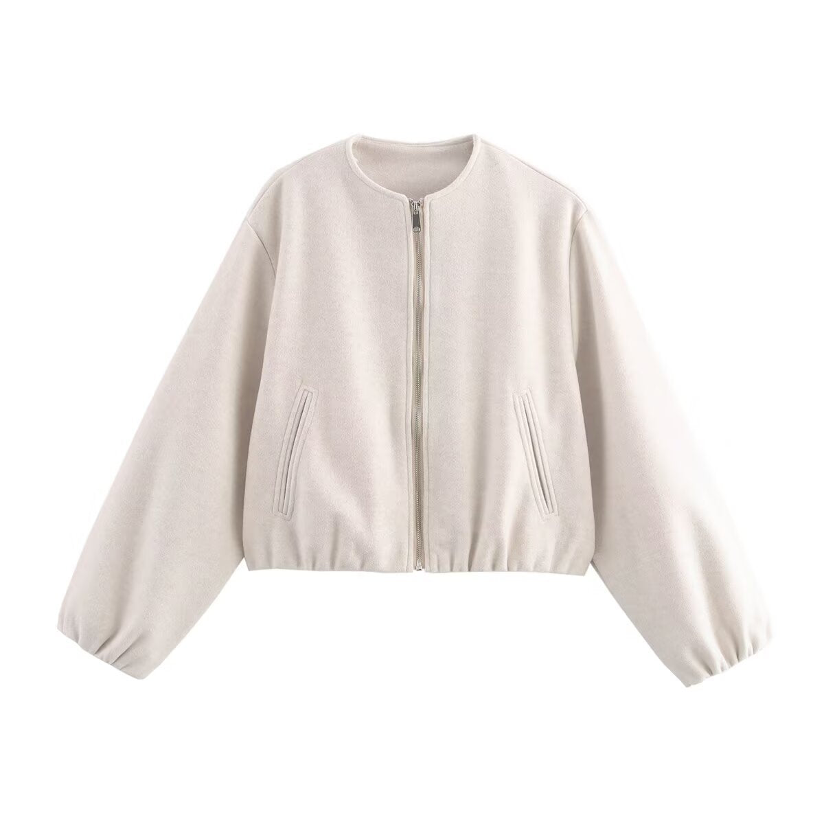 Women's Cropped Bomber Jacket UK – Relaxed Elasticated Hem | The Yseult | Huna