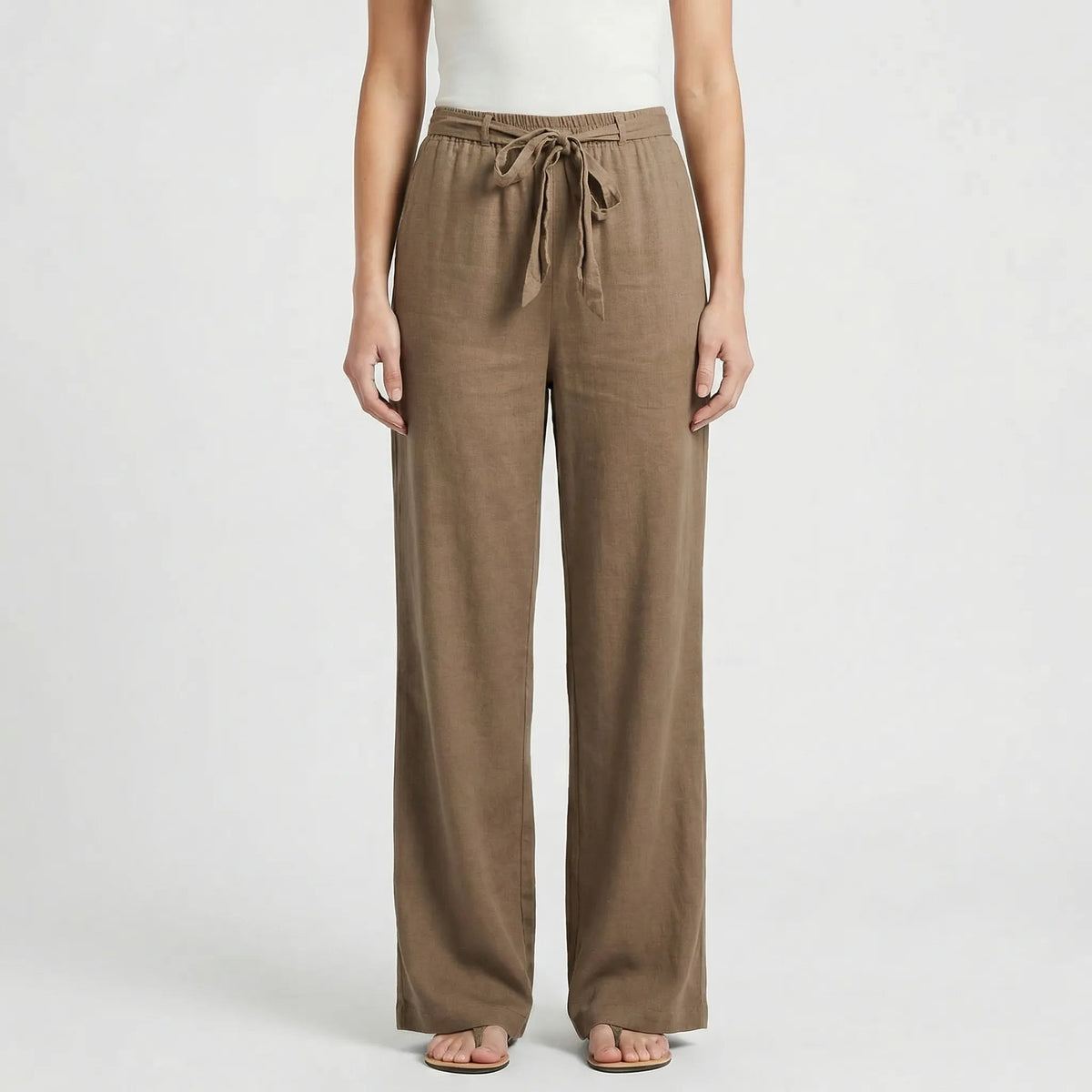 Women's Wide Leg Trousers UK – tie waist, view 8