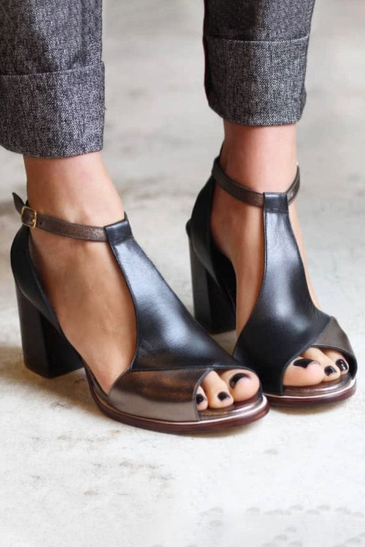 Women's Modern Leather Heels – Wide Heel Comfort | The Deborah | Huna