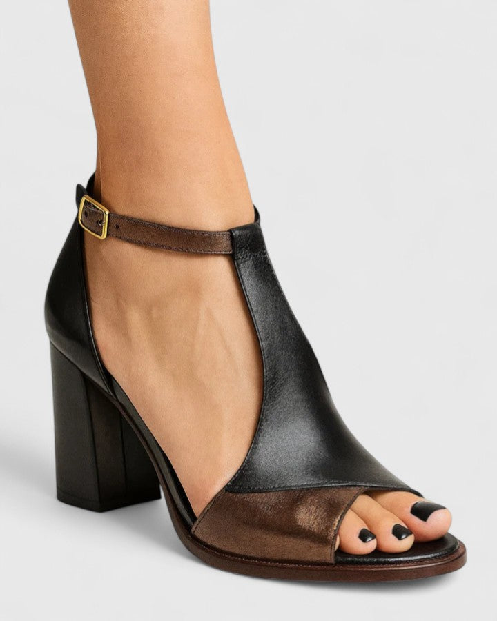 Women's Modern Leather Heels – Wide Heel Comfort | The Deborah | Huna