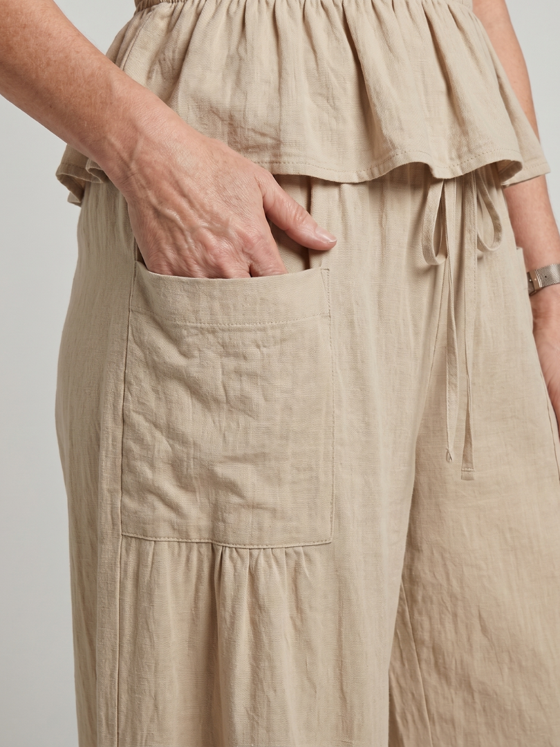 Women's Peplum Smocked Top & Wide Leg Pants Set – Co-ord | The Eirenne | Huna