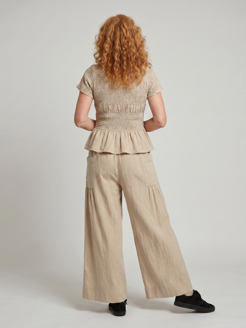 Women's Peplum Smocked Top & Wide Leg Pants Set – Co-ord | The Eirenne | Huna
