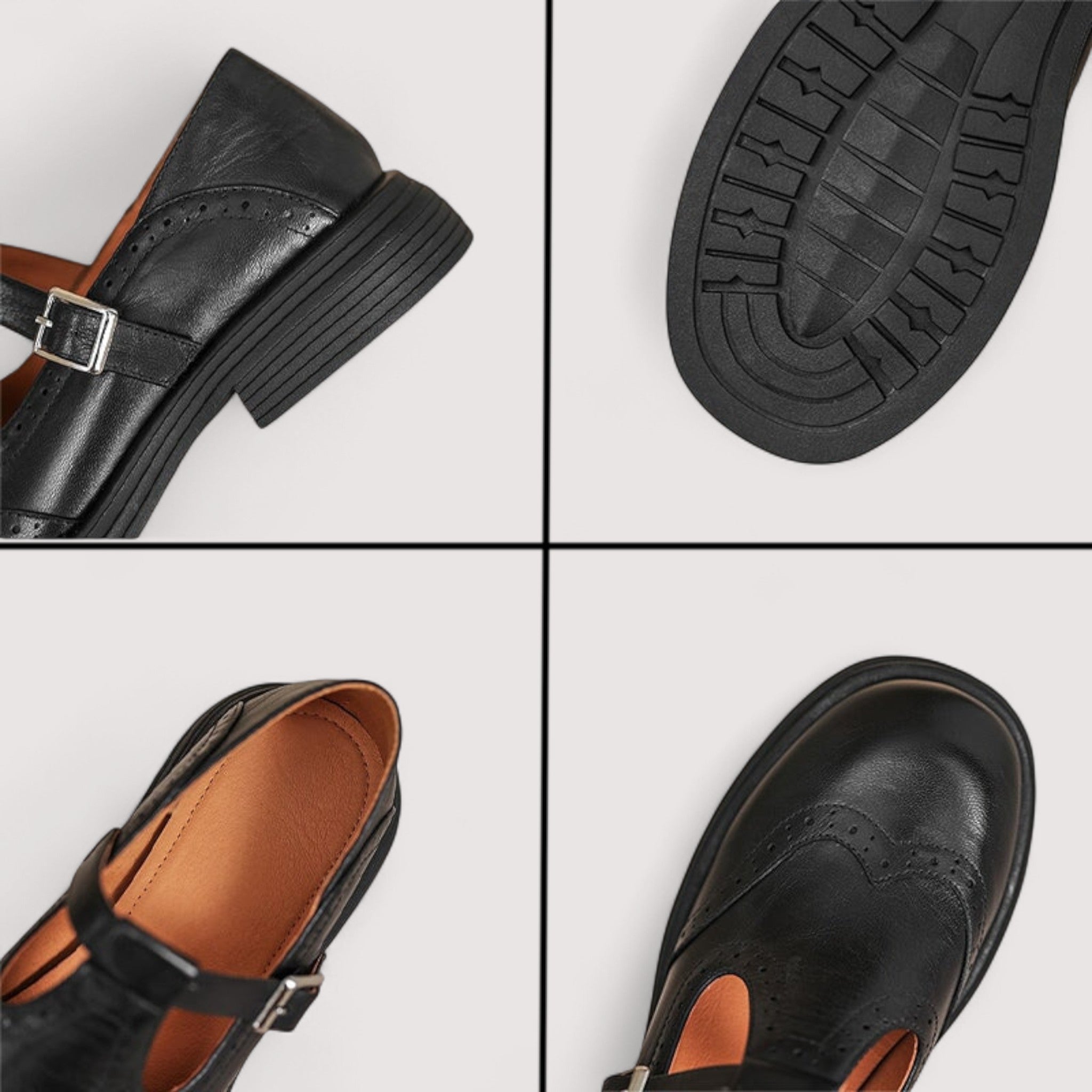Women's Leather Brogue Mary Janes – Comfort Sole | The Elaine | Huna