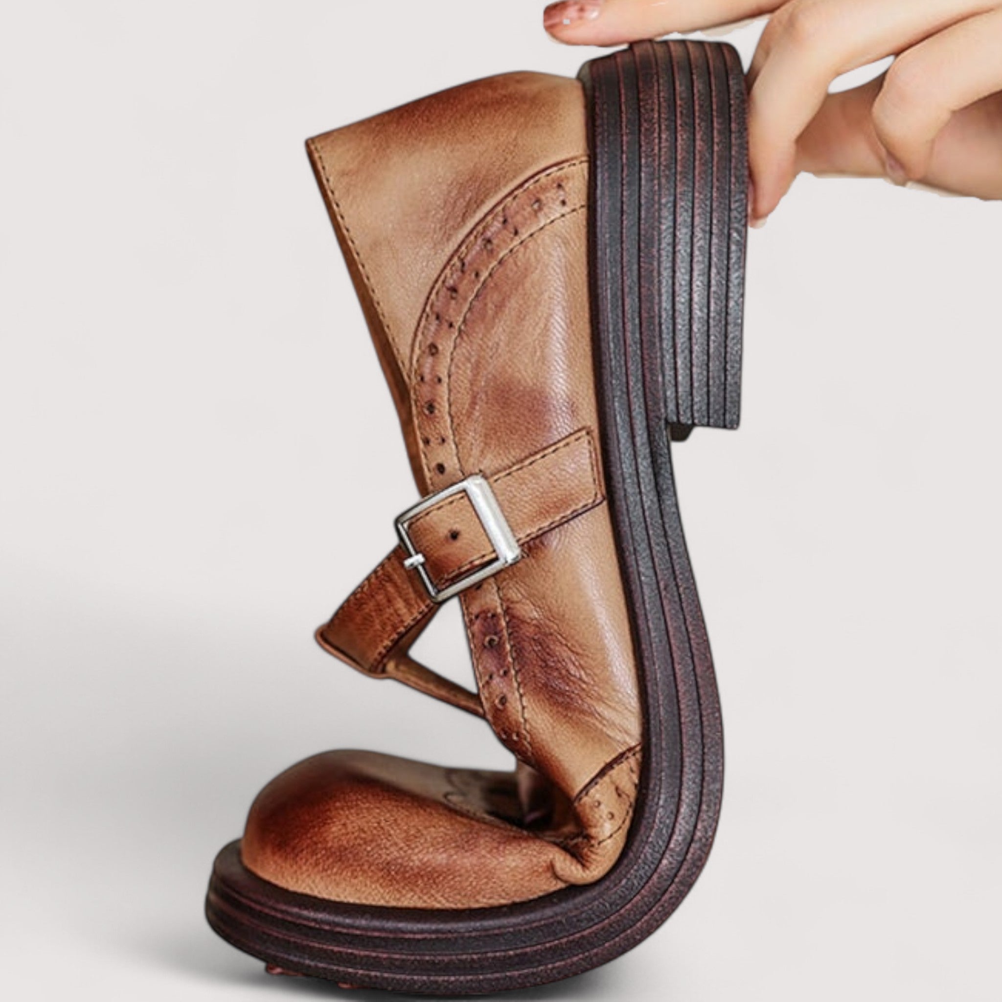 Women's Leather Brogue Mary Janes – Comfort Sole | The Elaine | Huna