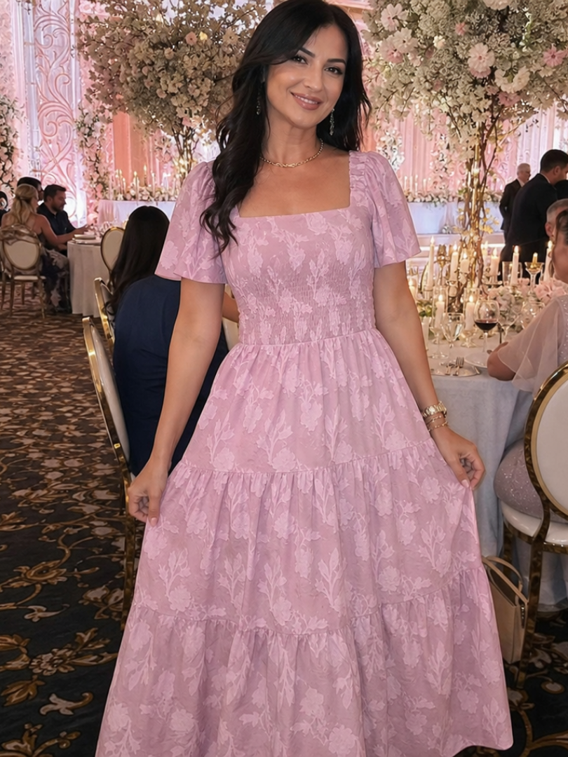 The Elaria – Women's Wedding Guest Midi Dress | Huna