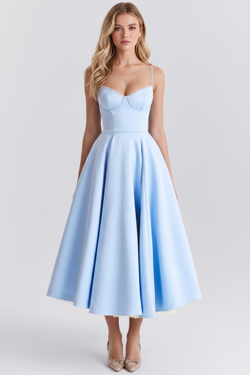The Colette – Women's Floral Thin Strap Midi Dress – Huna