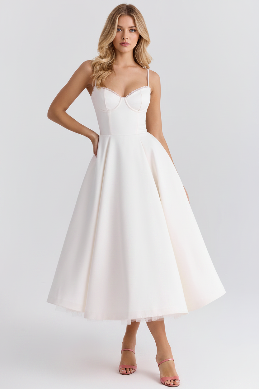 The Colette – Women's Floral Thin Strap Midi Dress – Huna