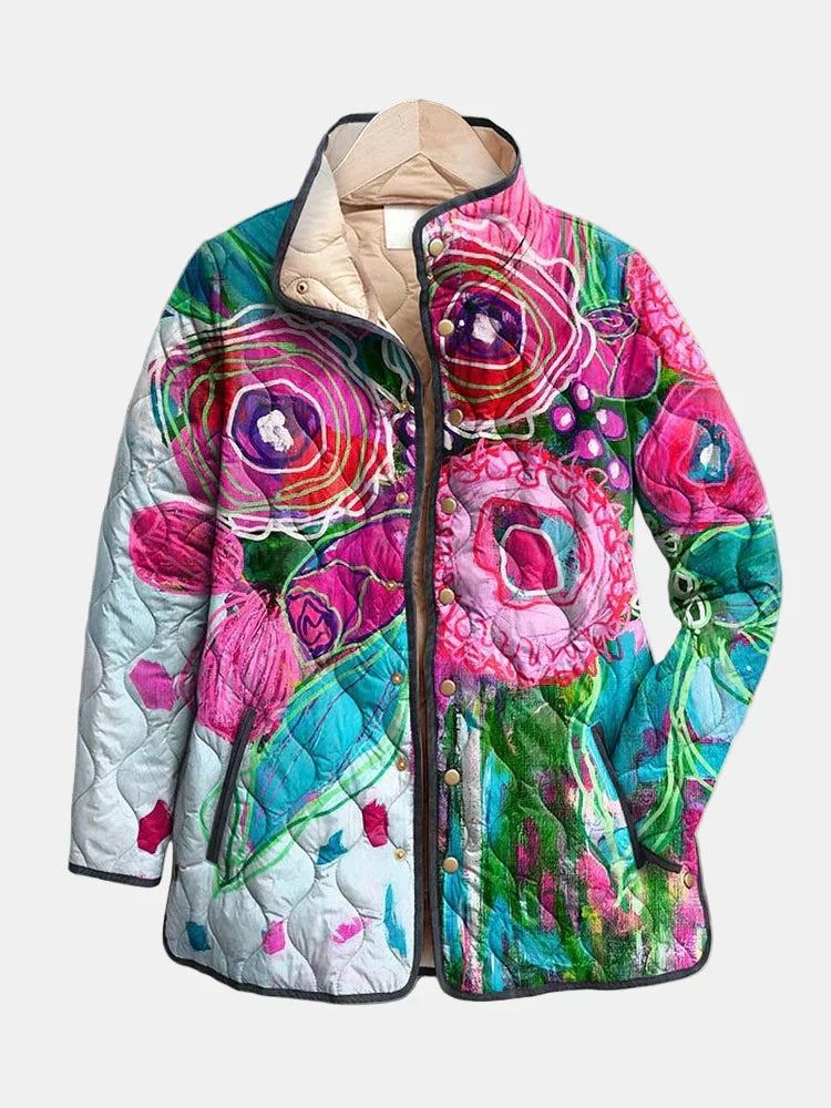 Women's Floral Patterned Jacket UK – Elegant Breathable Fabric | The Valentina | Huna