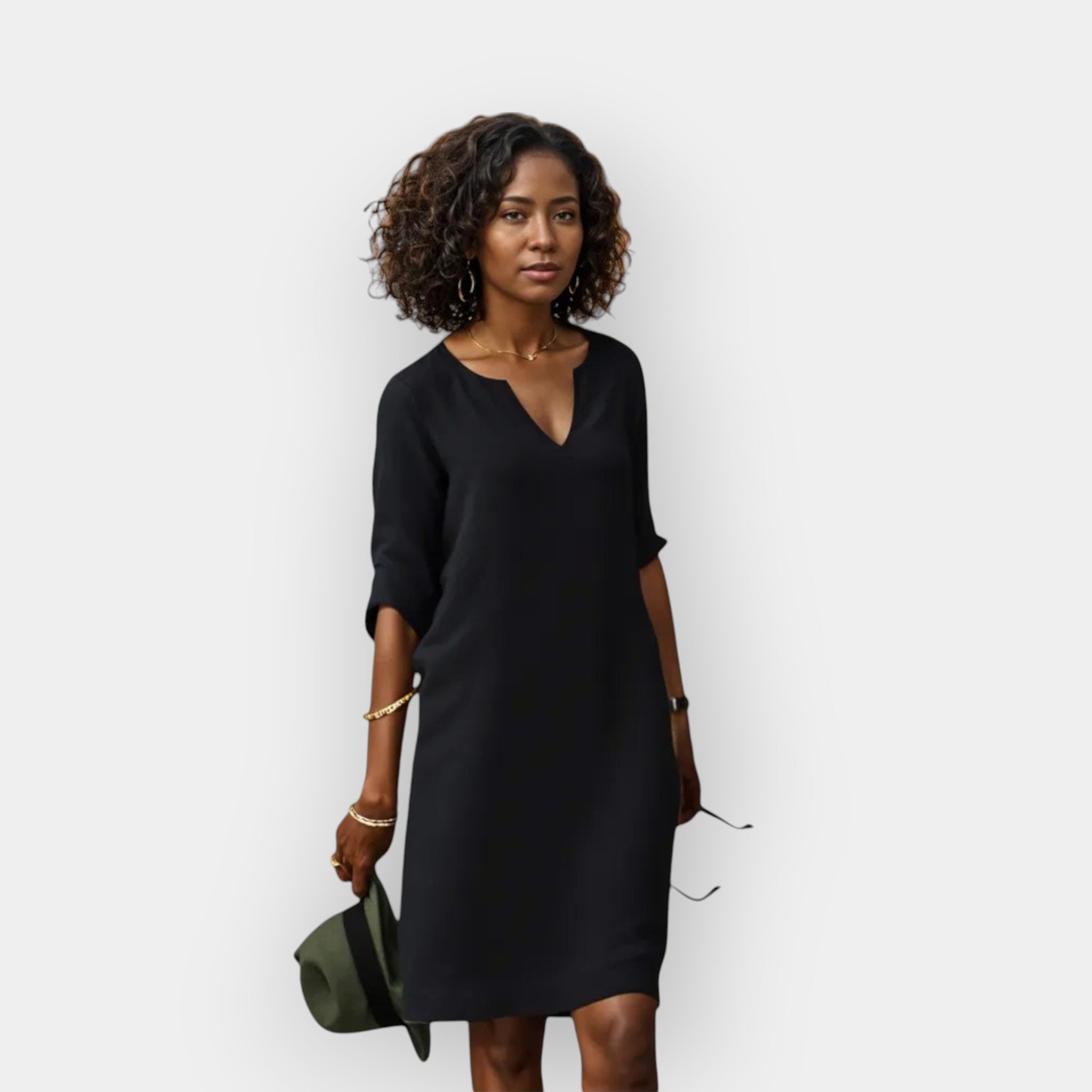 The Celeste – Women's V-Neck Midi Dress – Huna