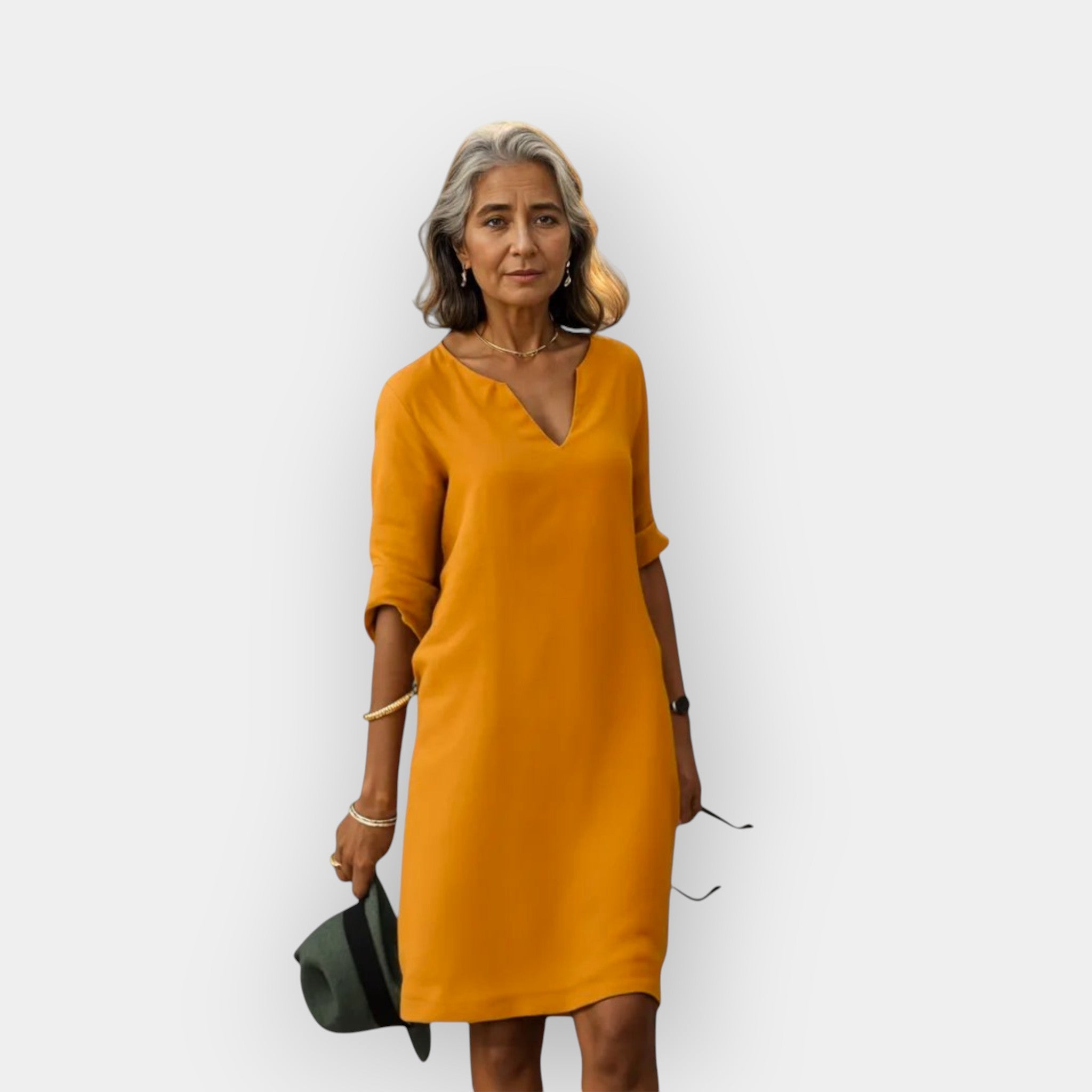 The Celeste – Women's V-Neck Midi Dress – Huna